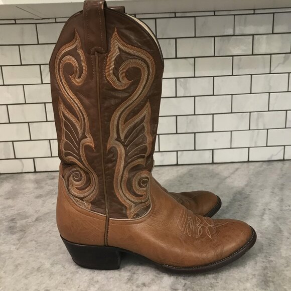 Vintage Larry Mahan Boots Mens Size 10 Brown Leather Western Cowboy USA 80s - Picture 4 of 11